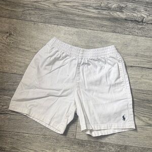 Ralph Lauren White kids  Elastic Waist Athletic Shorts with Navy Polo Logo
